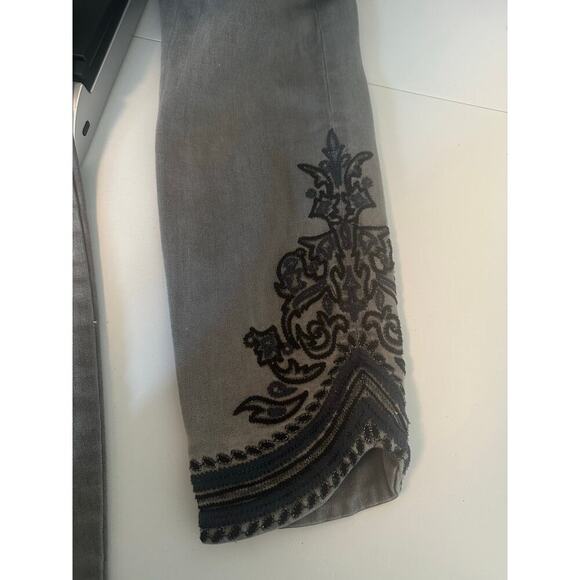 LVPL by Liverpool Gray Ankle Skinny Jeans 8/29 Embroidered Hem Stretch Denim - Picture 3 of 6